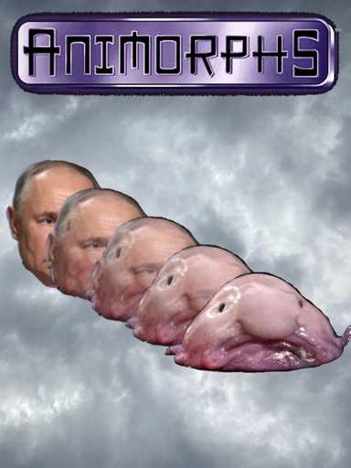 Animorphs book cover with Vladimir Putin morphing into a blobfish.